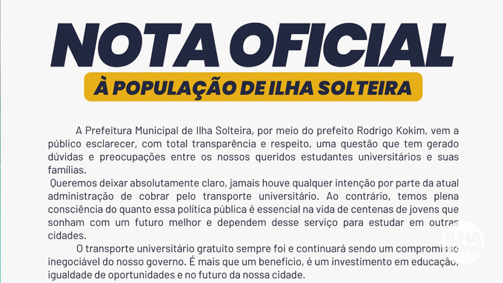 Prefeitura alega que jamais cobraria por transporte universitário e troca projeto 1 ilha-news-cobranca-transporte-universitario-prefeitura-de-ilha-solteira