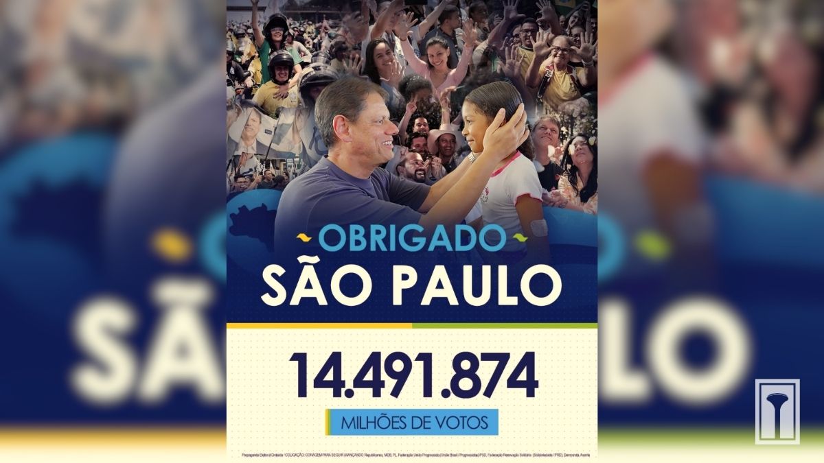 Tarcísio agradece aos votos em São Paulo