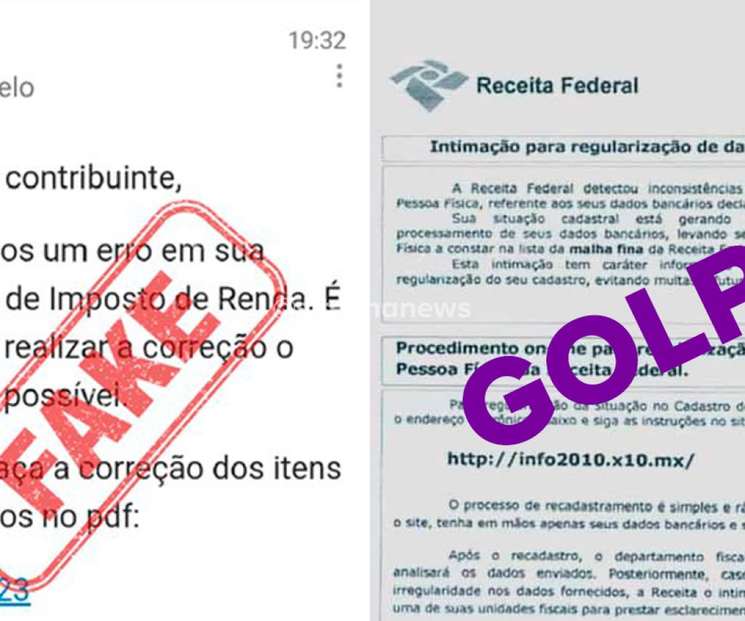 receita federal alerta sobre golpe envolvendo declaração de imposto de renda